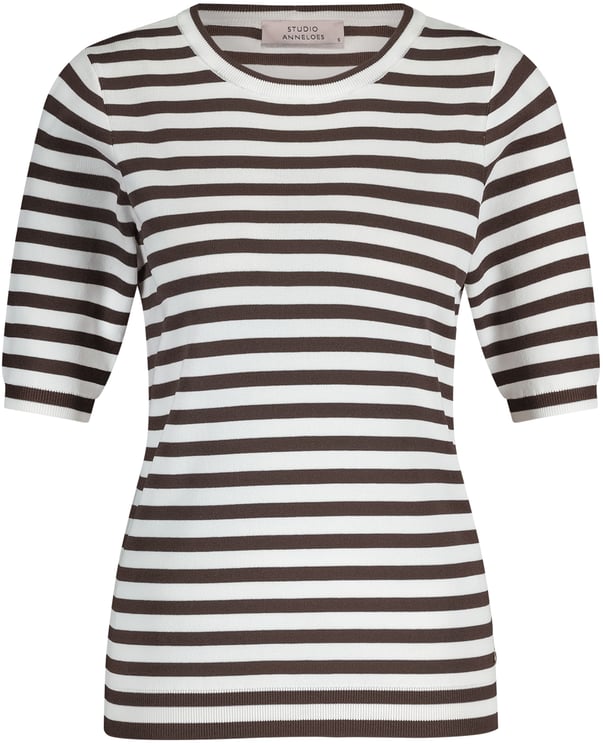 Studio Anneloes STUDIO ANNELOES - Luna ssl stripe pullover - 13060 - 1187 Off white espresso