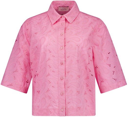 Studio Anneloes STUDIO ANNELOES - Nyra broderie blouse - 13870 - 4400 Pop pink