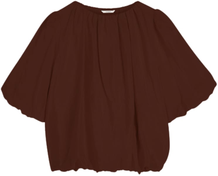 Summum Summum Top Balloon Sleeves Viscose Cotton  Bruin 2s3442-12370