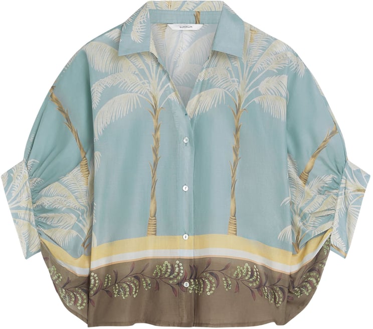 Summum Summum Blouse Palmtree Print  Mint Groen 2s3496-12451