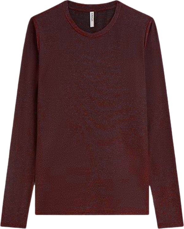 Summum Summum Round Neck Top Long Sleeve Mesh Solid Longsleeves Bordeaux 3s5394-30180