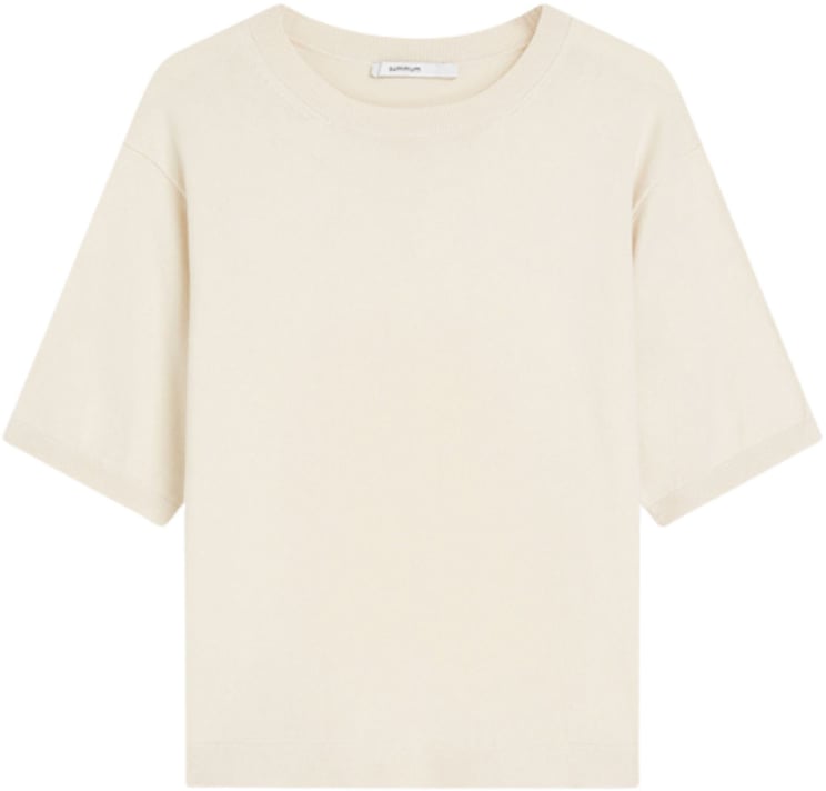 Summum Summum Top Short Sleeve Soft Viscose Polyamide Knit  Off White 7s7977-7980