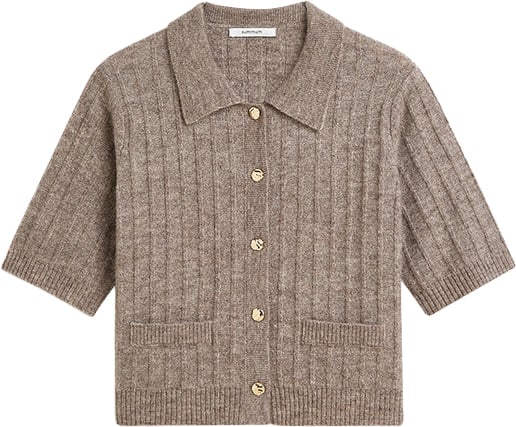 Summum Summum Short Cardigan Soft Melange Knit Vesten Taupe 7s8019-70088
