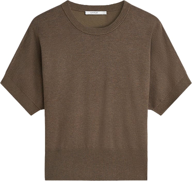 Summum Summum Short Sleeve Sweater Soft Viscose Polyamide Knit Sweaters Taupe 7s8025-7980