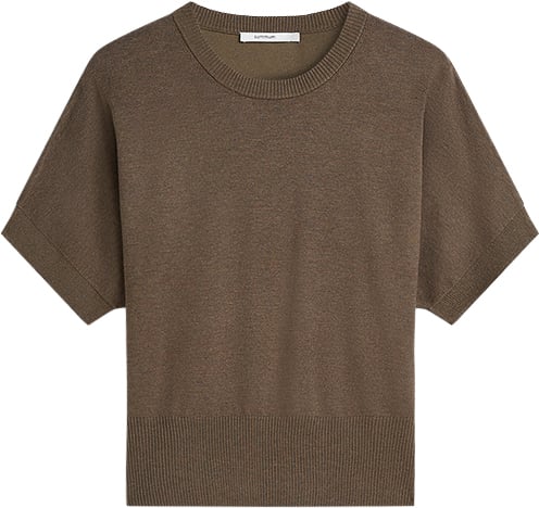 Summum Summum Short Sleeve Sweater Soft Viscose Polyamide Knit Sweaters Taupe 7s8025-7980