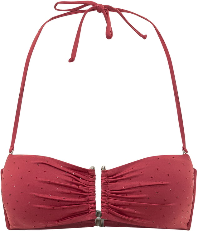 Sundek Top Bikini Bandeau con Allacciatura al Collo e Chiusura Frontale