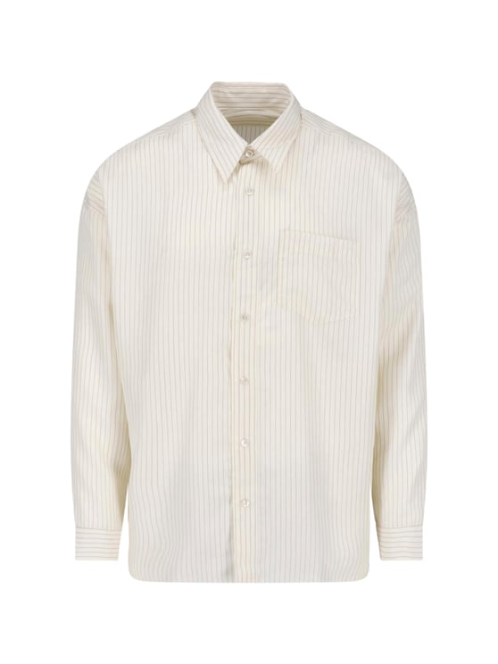 Sunflower Cream Striped Bowling Tencel Shirt