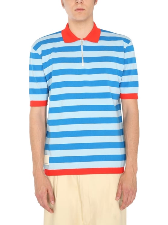 SUNNEI Horizontal Striped Knitted Polo