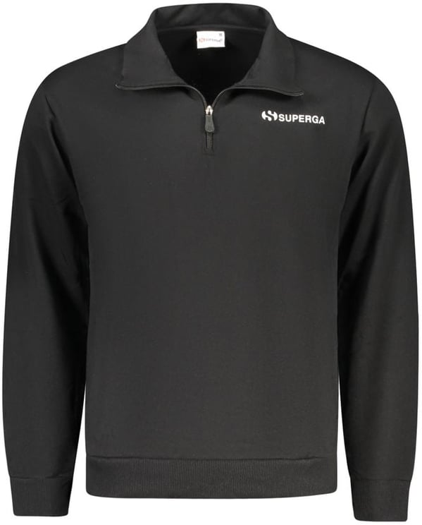 Superga Superga "Black Cotton Men's Sweatshirt with Half Zip and Pockets"