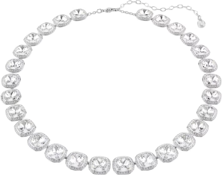 Swarovski Swarovski Collier 5751326 Una Zilverkleurig met Cushion Slijpvormige Kristallen 24mm 38-45cm