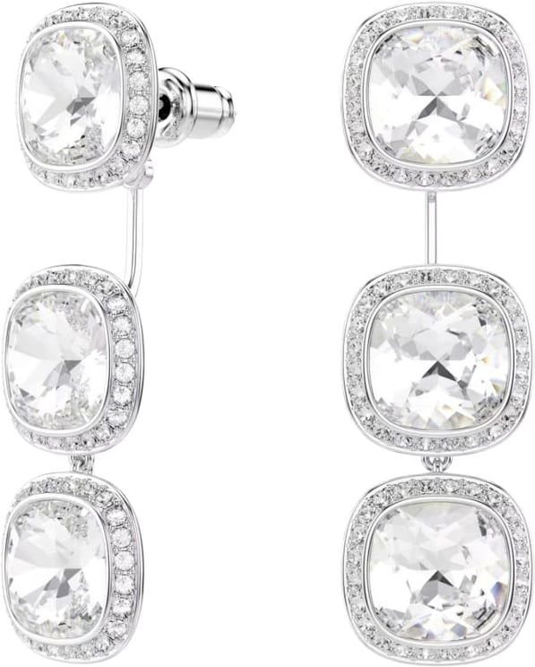 Swarovski Swarovski Oorbellen 5754342 Una Zilverkleurig Cushion Vorm Kristal 12mmx32mm