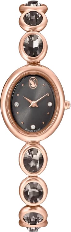 Swarovski Swarovski Horloge 5754814 Imber Ovaal Swiss Made Rosekleurig Staal met Zwarte Wijzerplaat met Zwarte Kristal 25x21mm