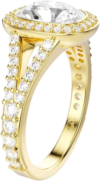 Swarovski Swarovski Ring 5762626 Una Goudkleurig met Cushion Kristallen Maat 55
