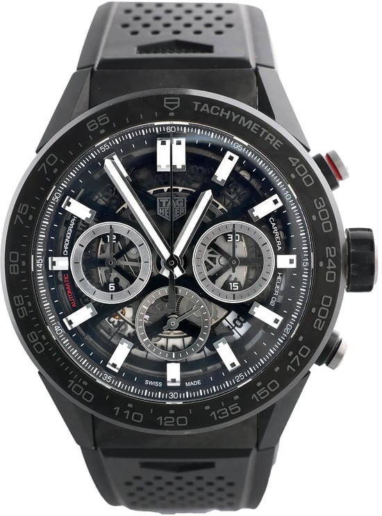Tag Heuer TAG Heuer Carrera Calibre Heuer 02 CBG2A91.FT6173 RTS7665 Carbon SS & Rubber AT Watch with Black Skeleton Dial