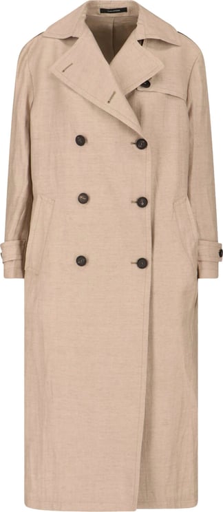 Tagliatore Beige Double-Breasted Wool Cotton Trench