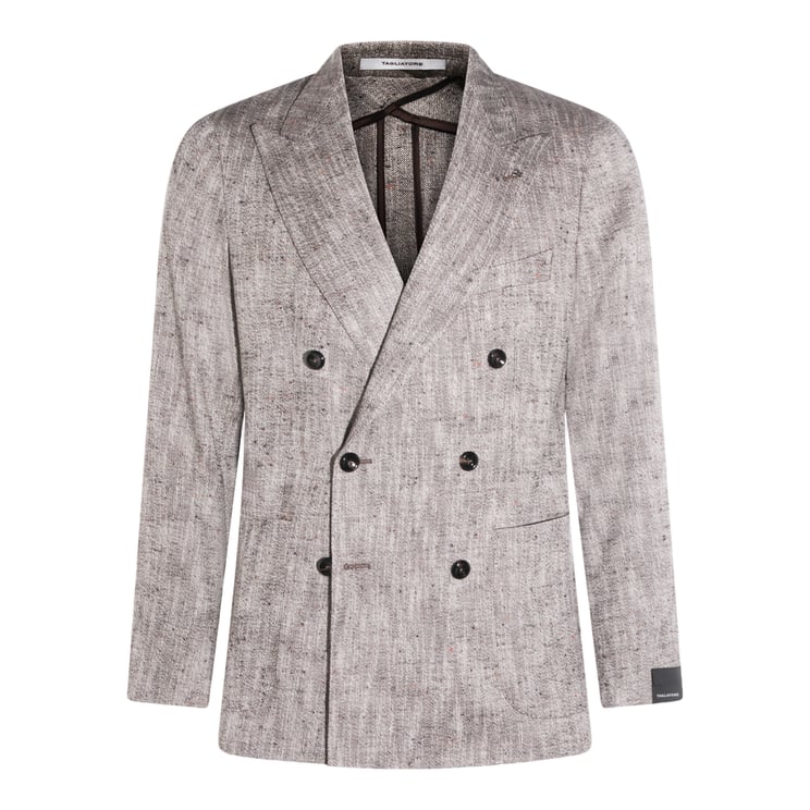 Tagliatore Structured Beige Jacket with Design