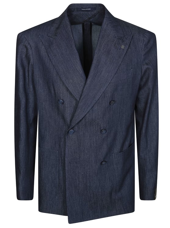 Tagliatore Deep Navy Textured Double-Breasted Blazer