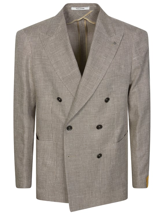 Tagliatore Beige Linen-Cotton Double-Breasted Blazer