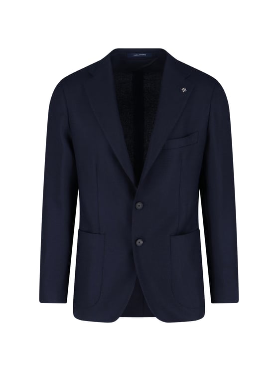Tagliatore Navy Virgin Wool Single-Breasted Blazer