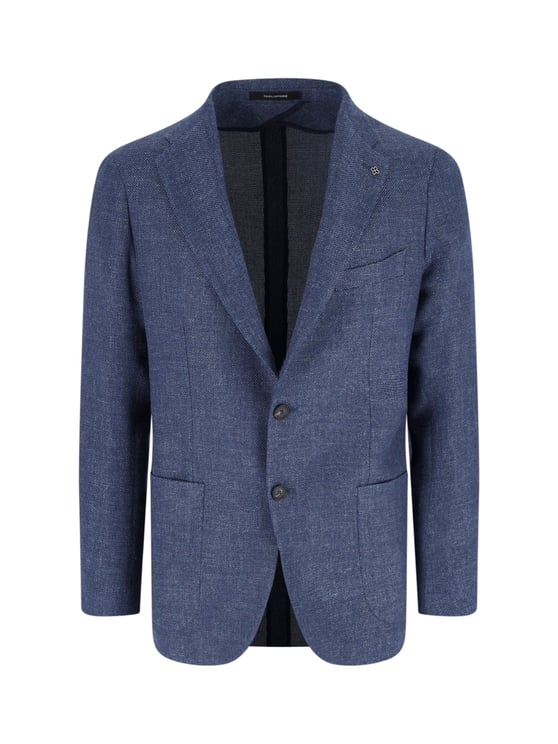 Tagliatore Blue Tailored Textured Notch Lapel Jacket