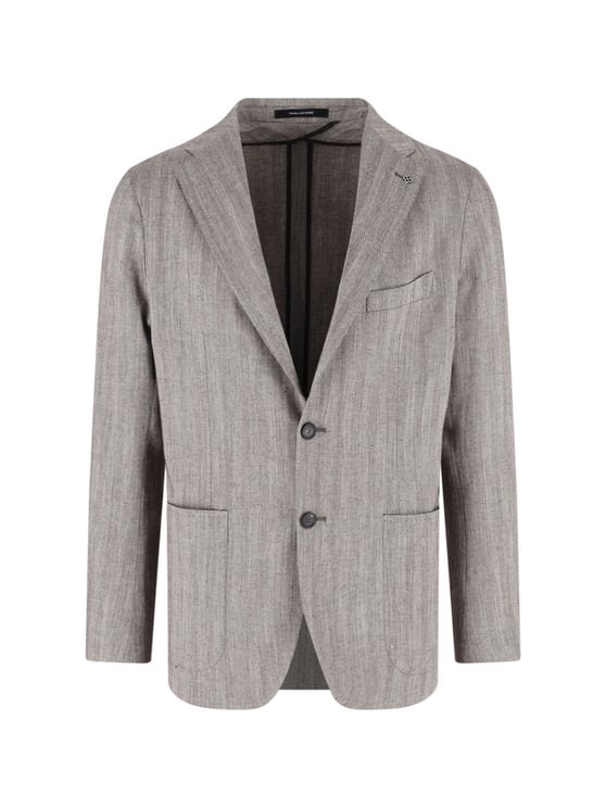 Tagliatore Grey Herringbone Notch Lapel Tailored Jacket
