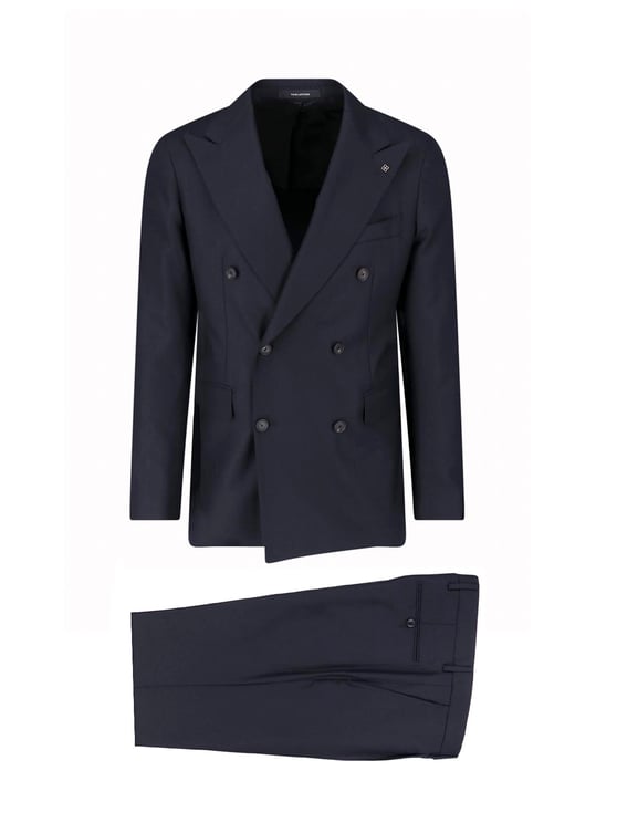 Tagliatore Double-Breasted Virgin Wool Suit with Peak Lapel