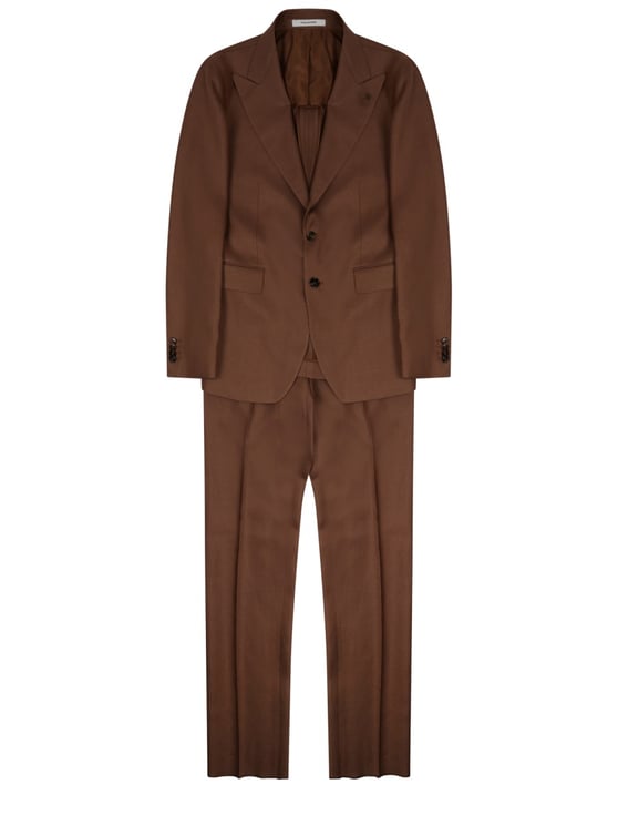 Tagliatore Brown Vesuvio Linen Suit