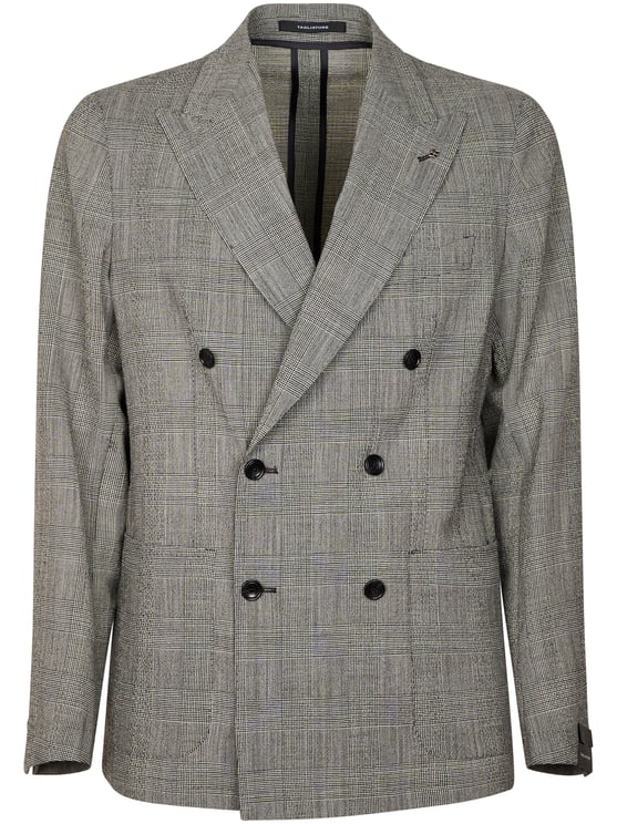 Tagliatore Double-Breasted Blazer with Prince of Wales Check Pattern