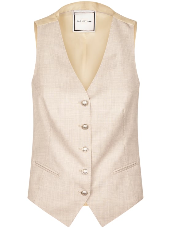 Tagliatore Sleeveless Tailored Vest with Ornate Metallic Buttons