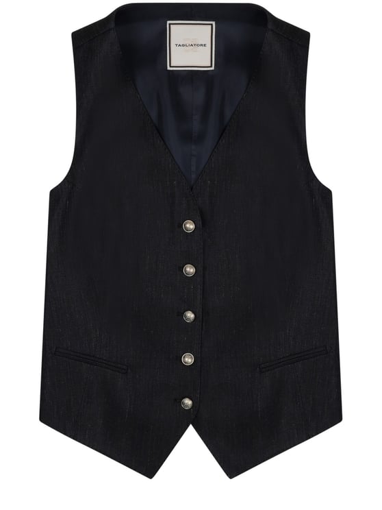 Tagliatore Linen Deep V-Neck Vest