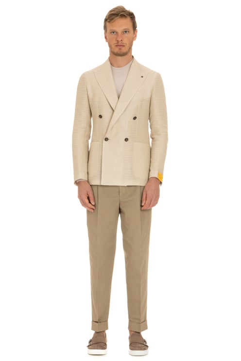 Tagliatore Double-Breasted Jacket Linen-Viscose-Cotton Weston Model