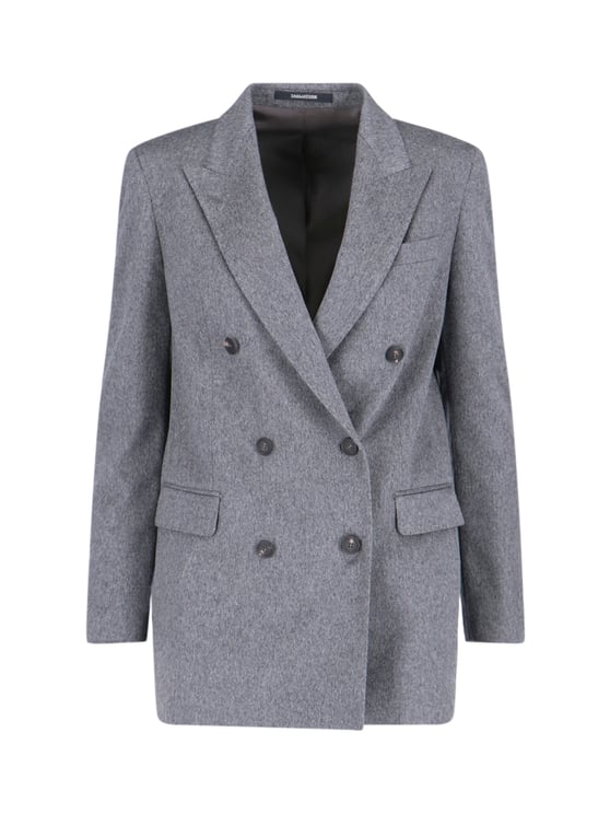 Tagliatore Grey Double-Breasted Cashmere Blazer