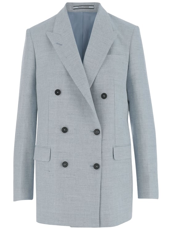 Tagliatore Double-Breasted Jacket In Linen Blend