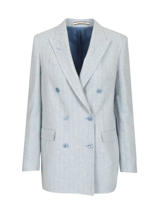 Tagliatore Light Blue Double Breasted Peak Lapels Blazer