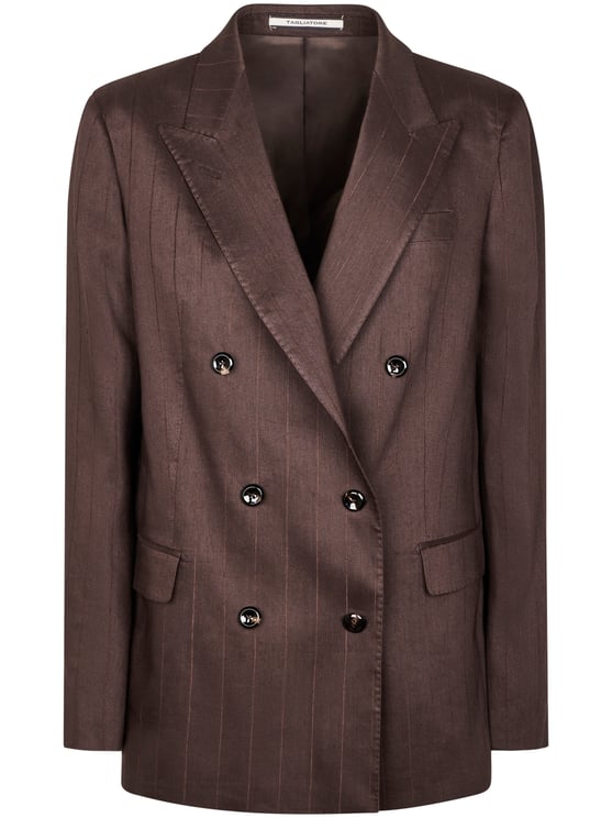 Tagliatore Double-Breasted Pinstripe Jacket with Structured Silhouette