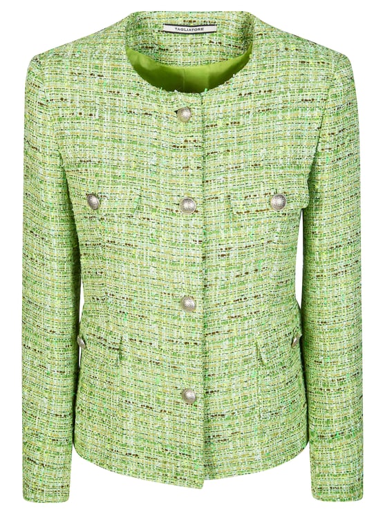 Tagliatore Green Tweed Textured Checked Jacket