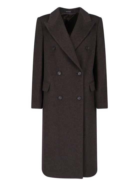 Tagliatore Double-Breasted Virgin Wool Coat with Notched Lapel and Elegant Belt