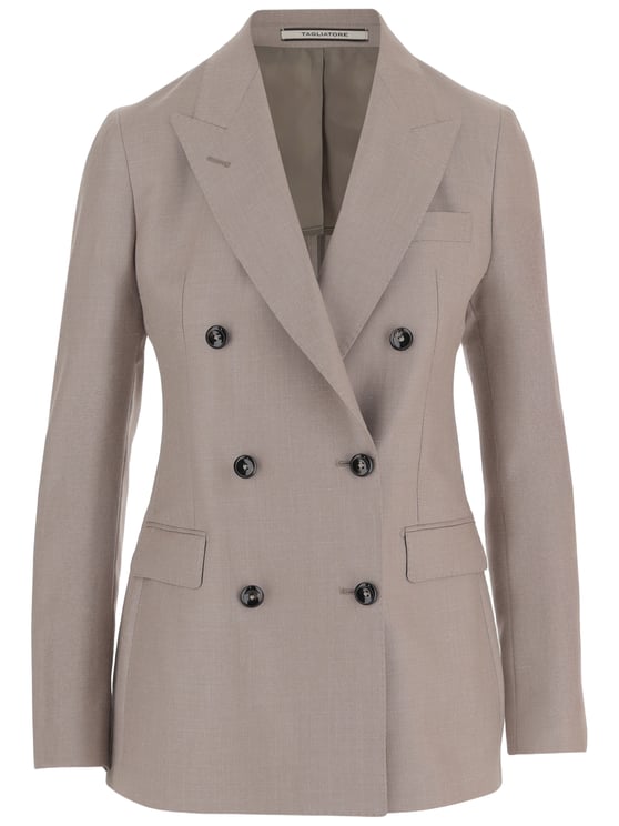Tagliatore Tailored Beige Wool and Silk Blend Jacket