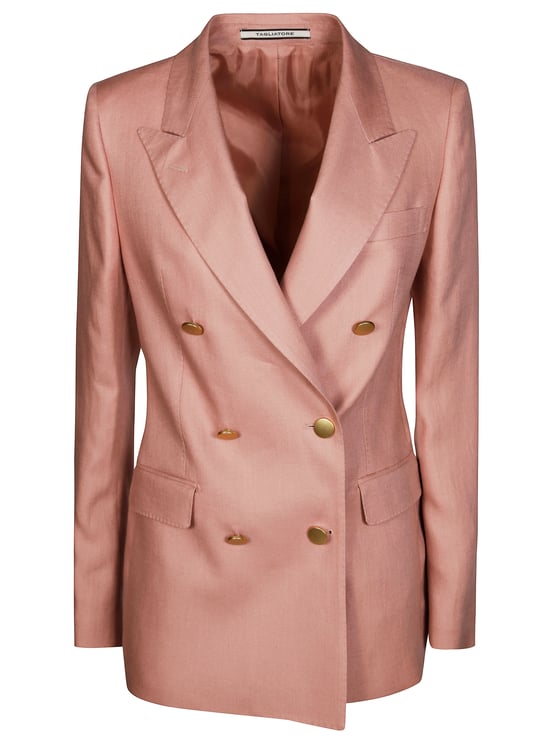 Tagliatore Double-Breasted Linen Blazer with Central Vent