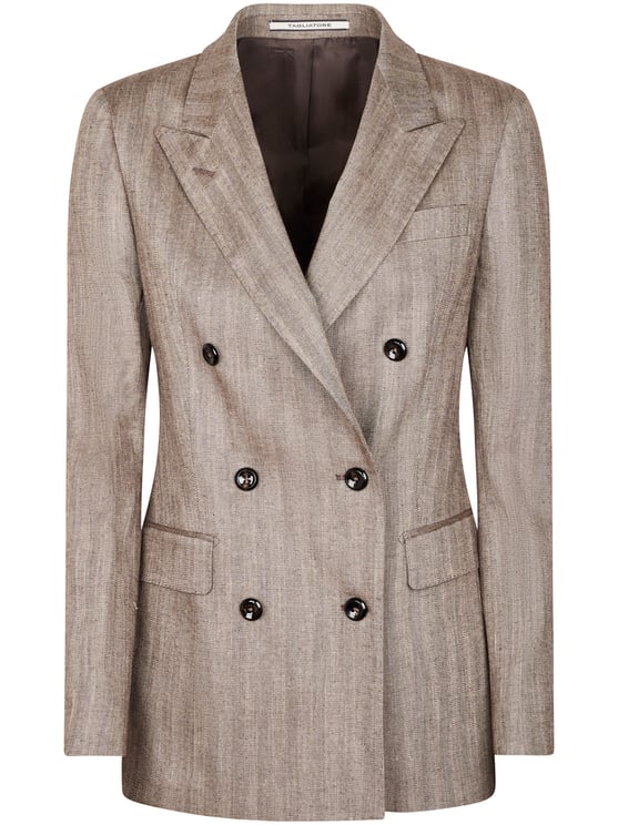 Tagliatore Double-Breasted Tailored Jacket in Subtle Brown