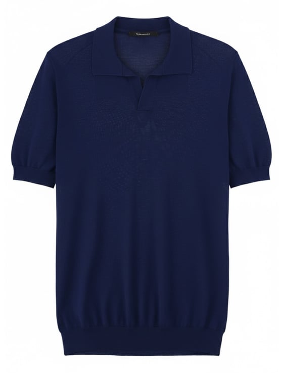 Tagliatore Minimalist V-Neck Cotton Polo Shirt