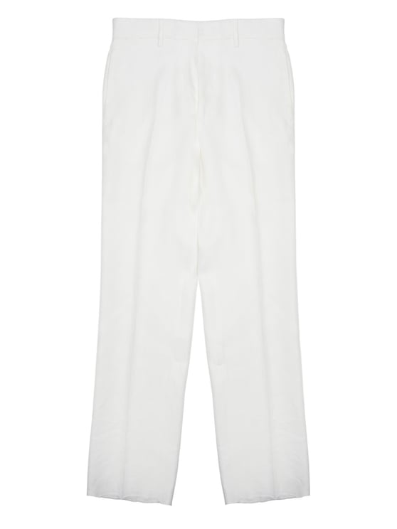 Tagliatore Straight-Leg White Linen Trousers with Classic Waistband
