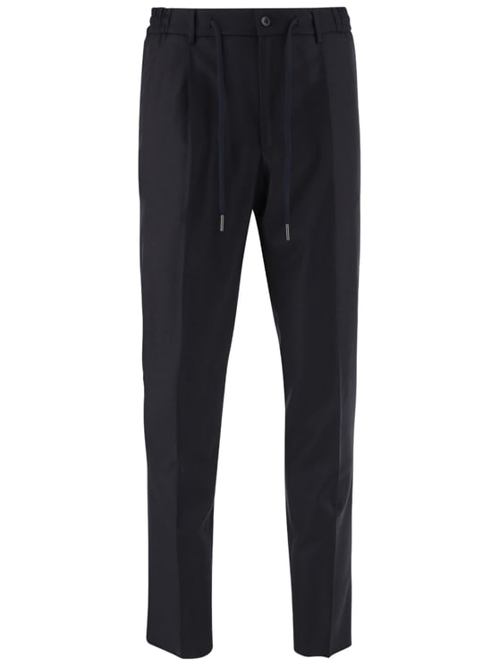 Tagliatore Tailored Stretch Wool Pants With Adjustable Waist And Pressed Pleats