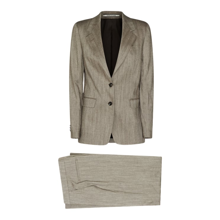 Tagliatore Tailored Herringbone Blazer And Trousers Set