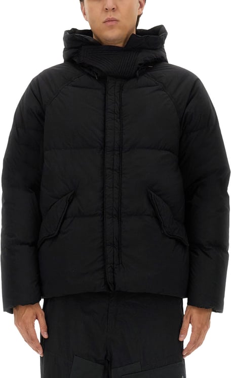 Ten C Puffer Down Jacket With High Collar And Hood