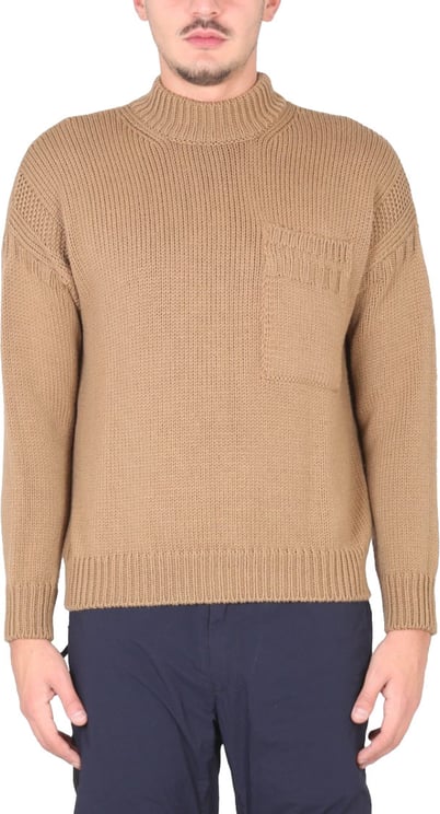 Ten C Textured Knit Turtleneck Shirt