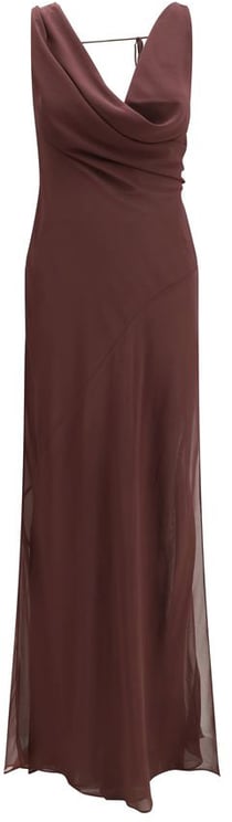 The Andamane The Andamane Brown Silk Long Dress