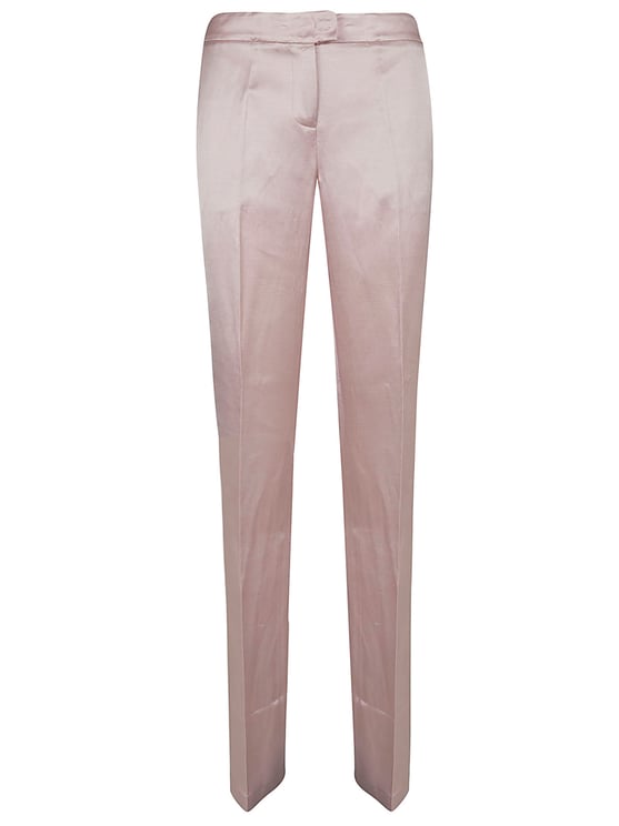 The Andamane Structured Satin Trousers with Tailored Fit and Pressed Creases
