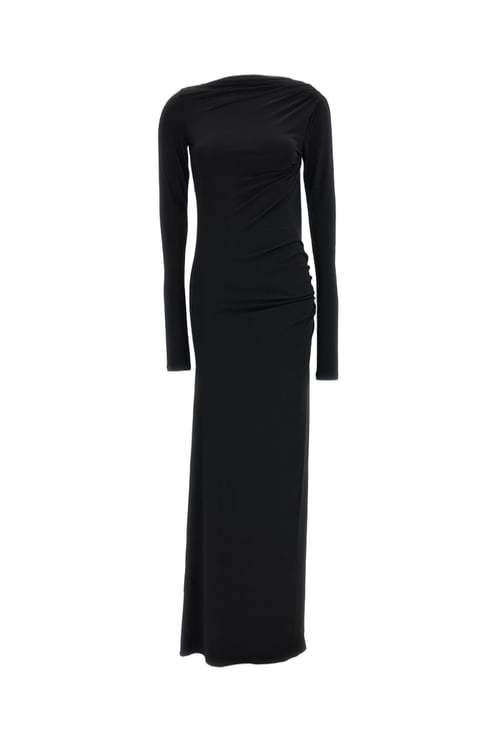 The Andamane Black Sophie Draped Maxi Dress
