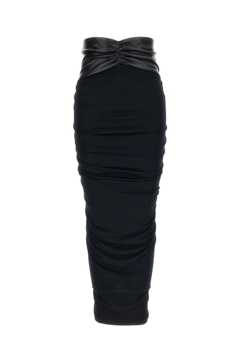 The Andamane Black Ursula Draped Jersey Midi Skirt